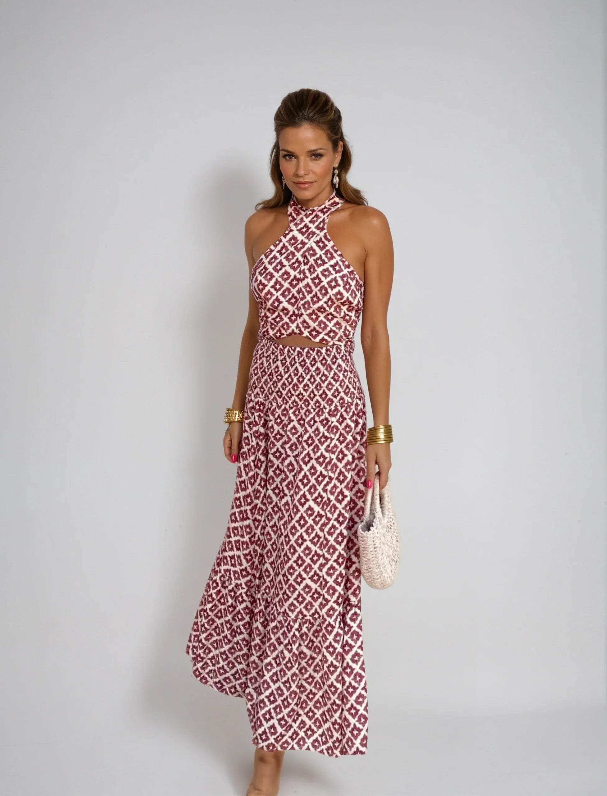 Mickay - Elegant Midi Dress, Tailored with Cut-Out Shoulders