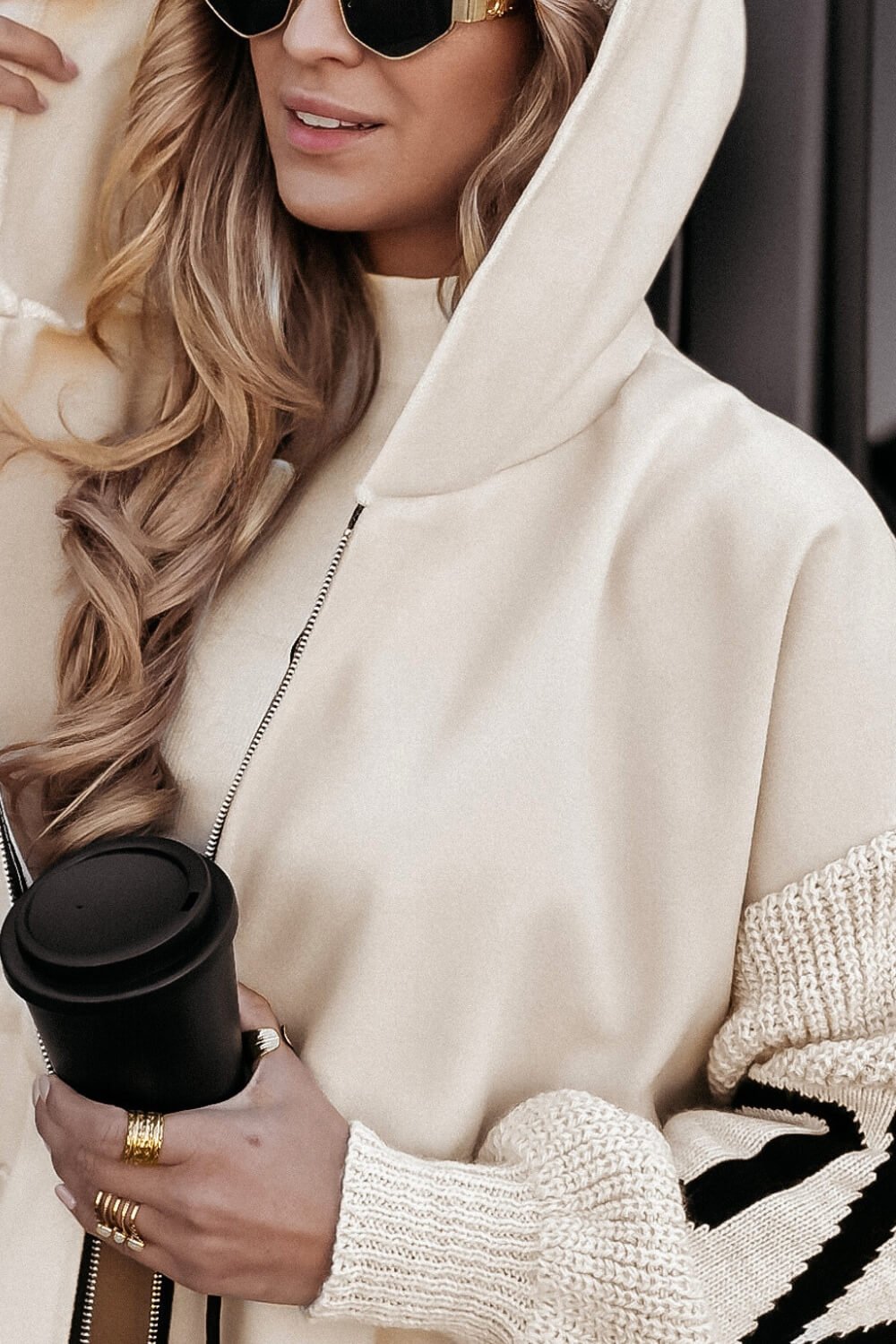 Amélie™ | Women's Coat with Knitted Sleeves