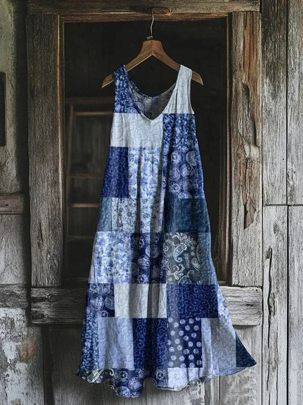 Guarantee – Blue Patchwork Pattern Dress