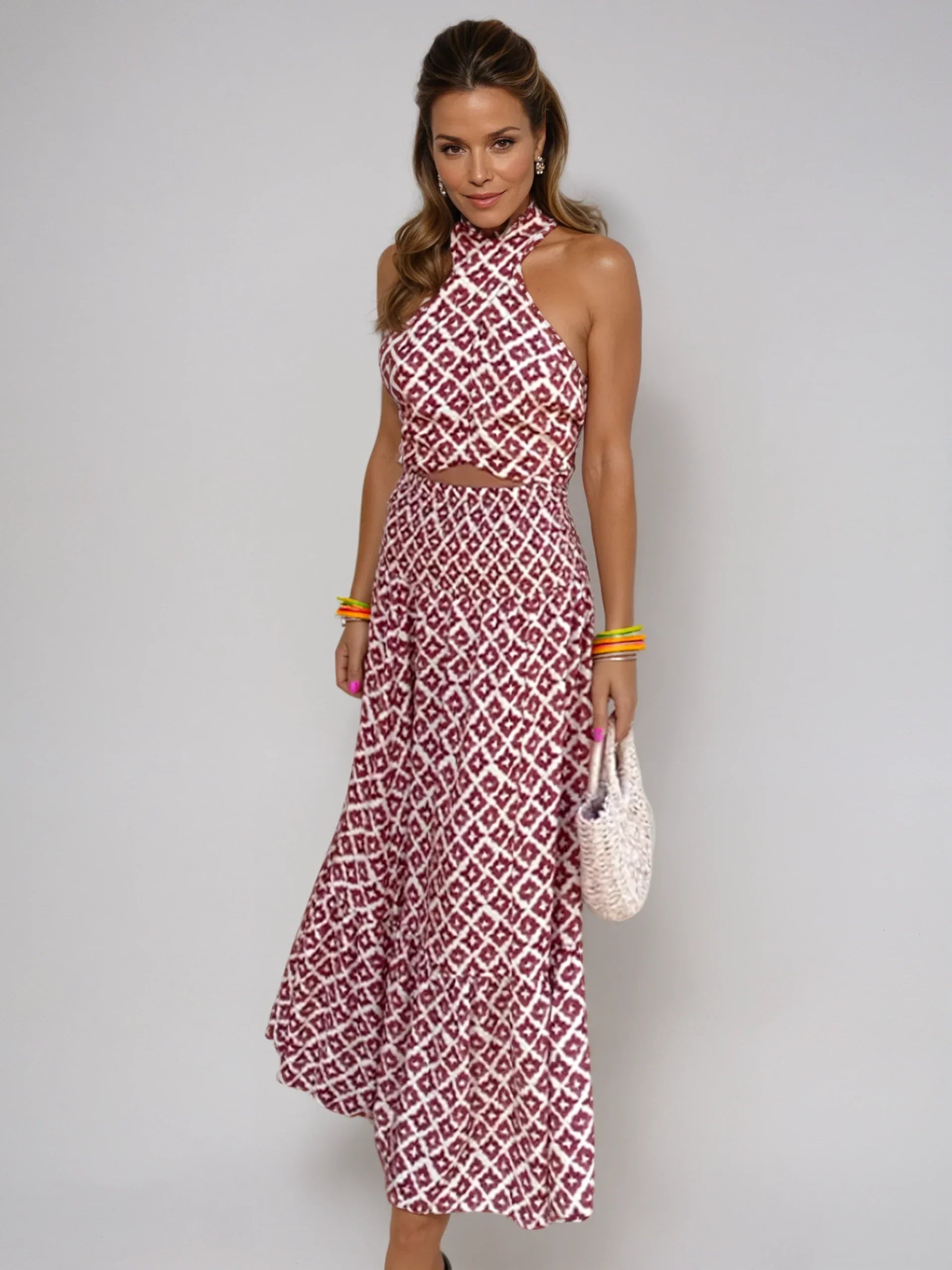 Mickay - Elegant Midi Dress, Tailored with Cut-Out Shoulders