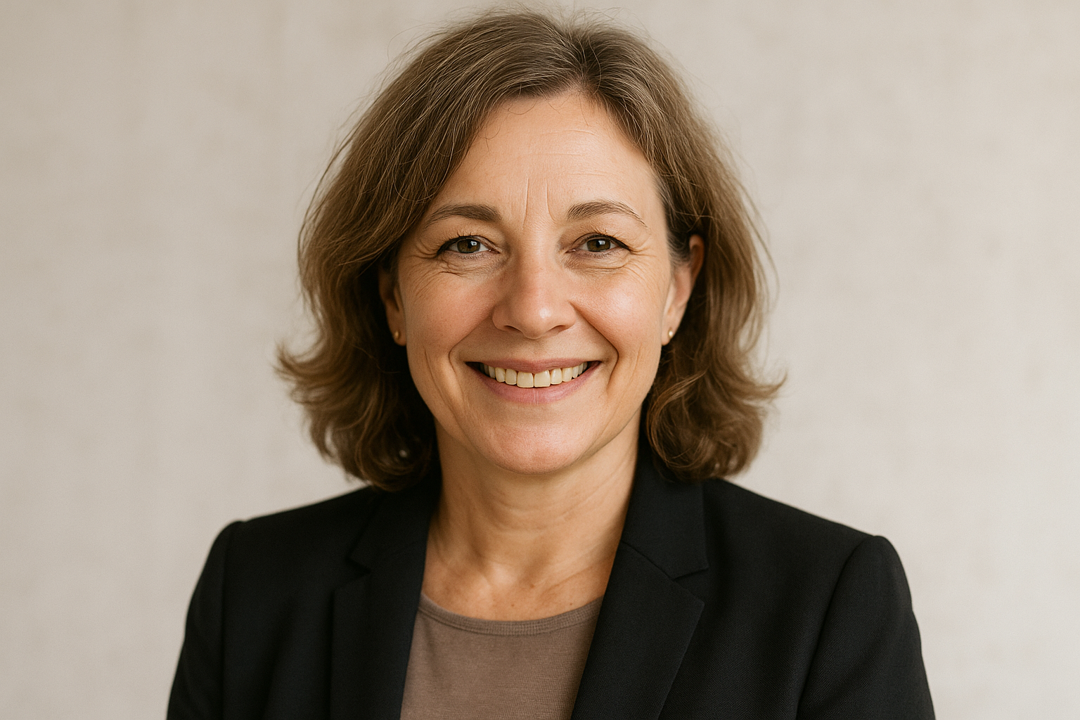 een profiel foto van een vrouw rond de 50 jaar oud voor bij een review