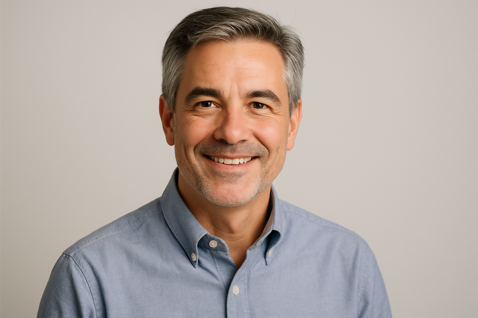 maak een profiel foto van een man rond de 50 jaar voor een review